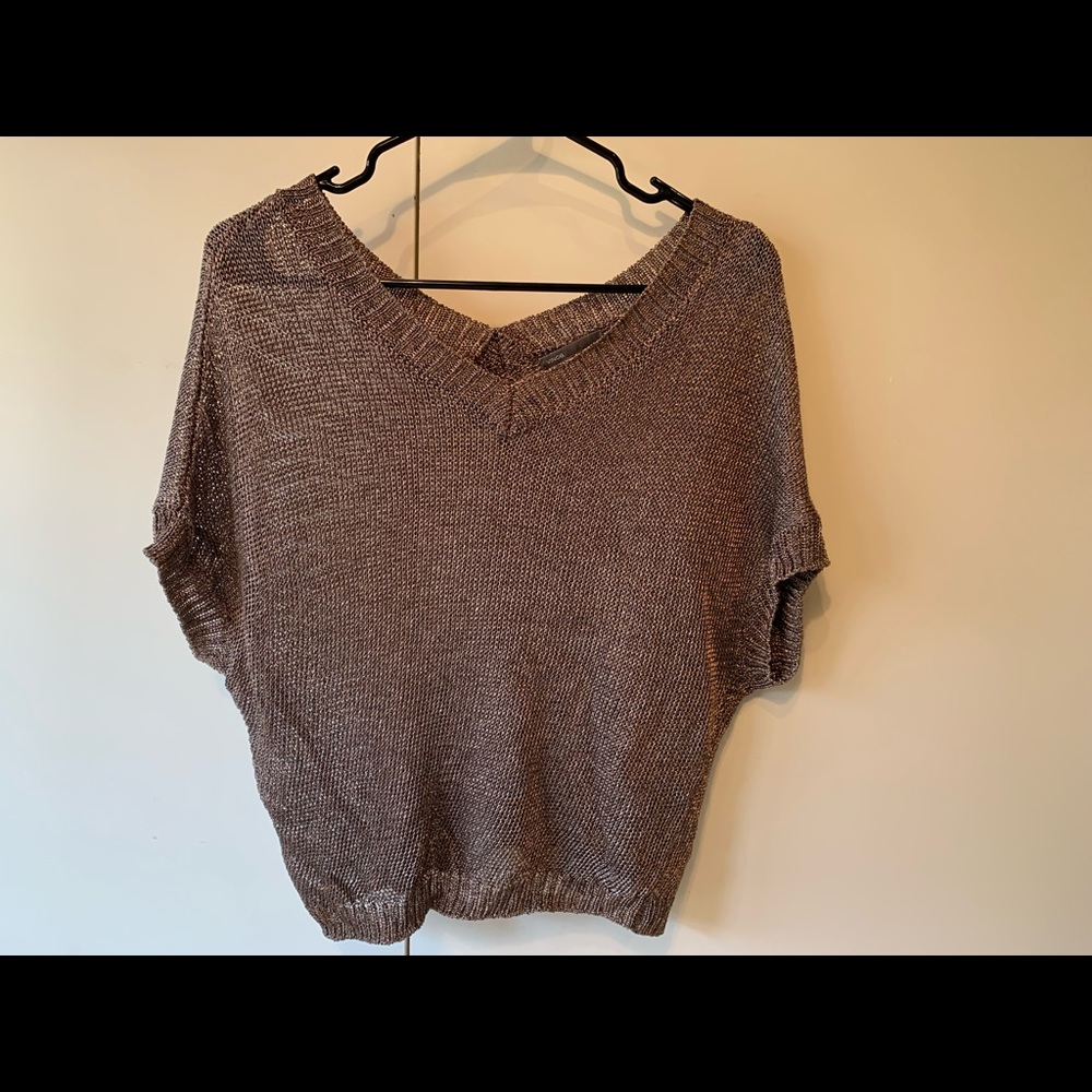 VINCE metallic short-sleeve sweater